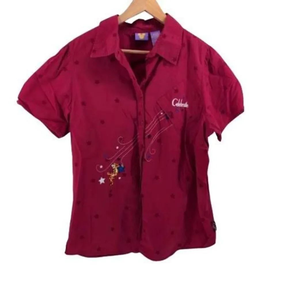 Vintage Disney Store Tigger Embroidered Celebrate Star Print Blouse 14 16